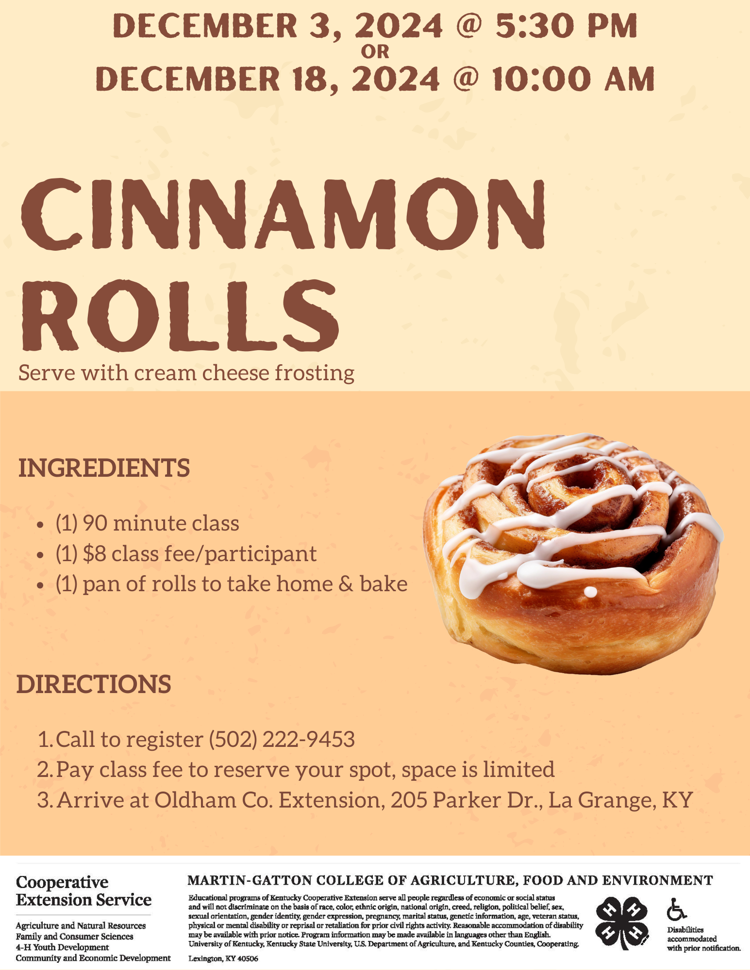 Cinnamon roll on two tone orange background