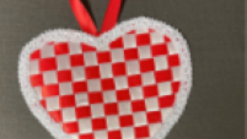 heart shaped ribbon pin weaving ornament