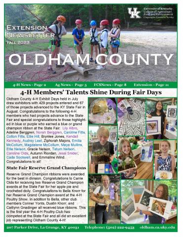 Fall 2023 Newsletter cover with 4-Hers
